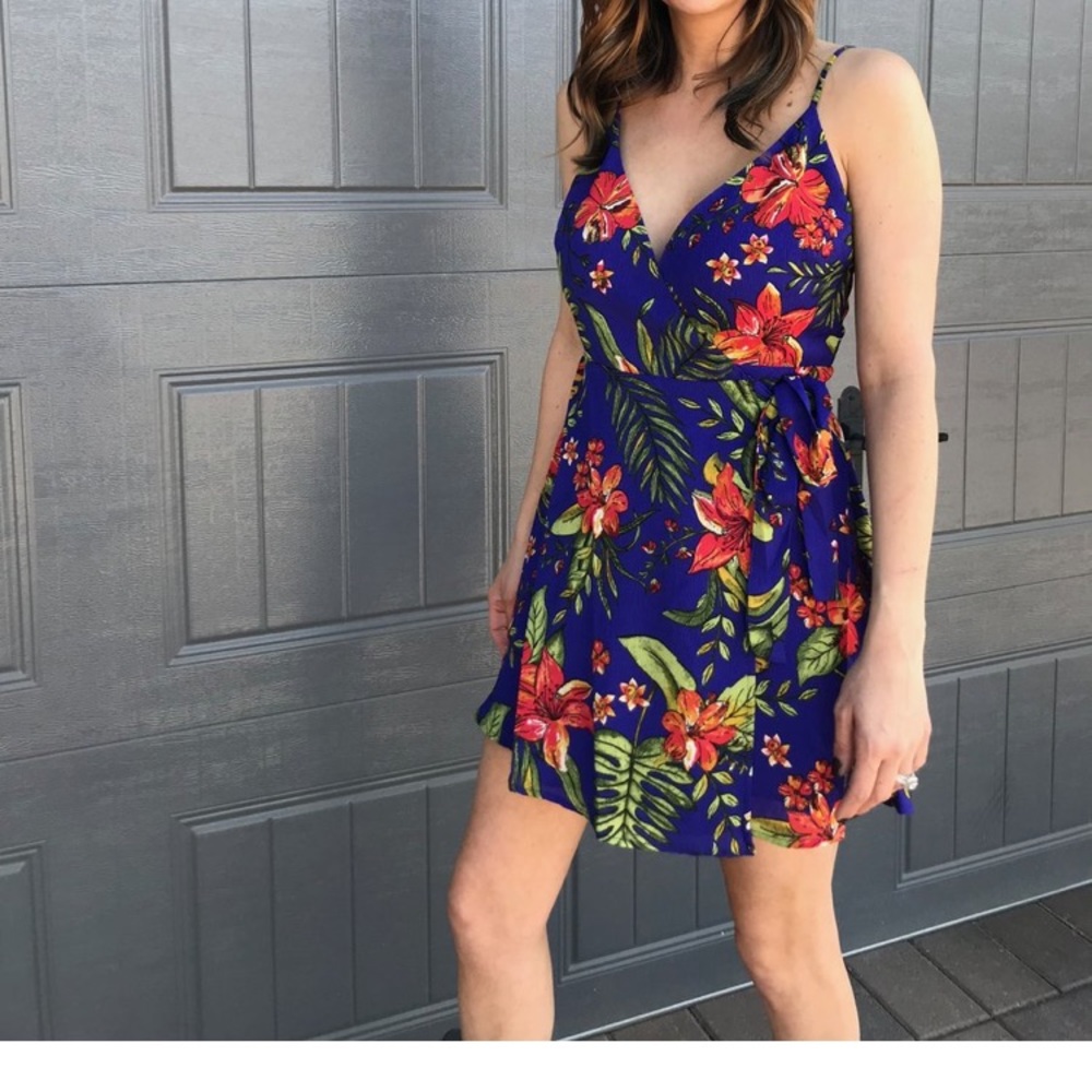 Lush tropical wrap dress